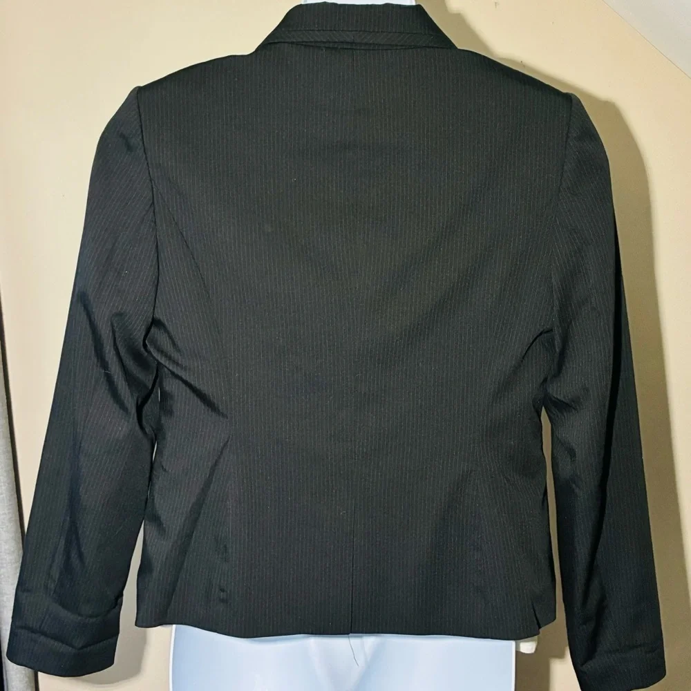 The Limited Black Pinstripe Blazer Women's 14 Jacket 3-Button Lined Career